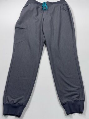 FIGS Scrubs, Zamora Jogger Scrub Pants, Gray, Tapered Ankle Cuffs, Sz. L/T